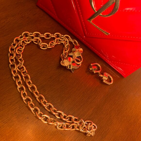 YSL Yves Saint Laurent Red Chevron Quilted Clutch Limited Edition - Picture 10 of 16